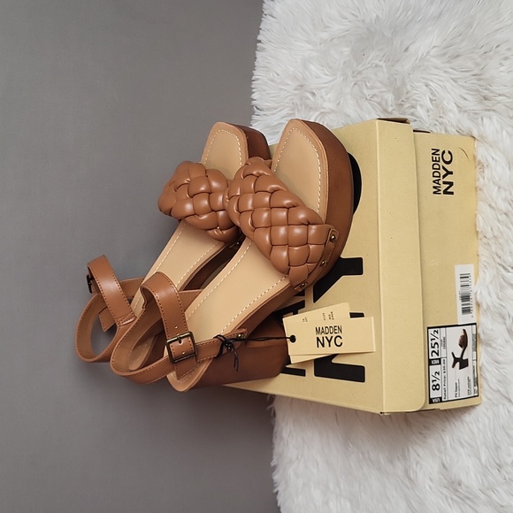 Madden Nyc Shoes - Madden NYC Cognac Braided Heel Sandals Women's Shoe Size 8.5 NIB
